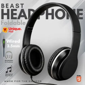 【BEAST】 Wired Over-Ear Headphones | No-Mic Pure Audio Studio Headphones | 3.5mm Universal Plug & Play Wired Headset with Ultra HD Surround Sound & Deep Bass