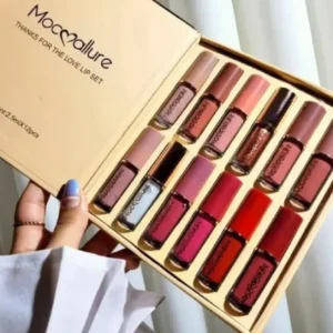 MOCMALLURE 12 Pcs Matte Liquid Lipstick Set for Women | Long Lasting Velvet Lip Gloss Makeup Gift Box Nude Pink Red Shades ladies makeup kit Pakistan